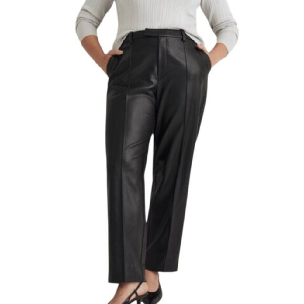 Madewell x Aimee Song Fairbanks Pants Vegan Leather Tapered Pintucked Moto 14